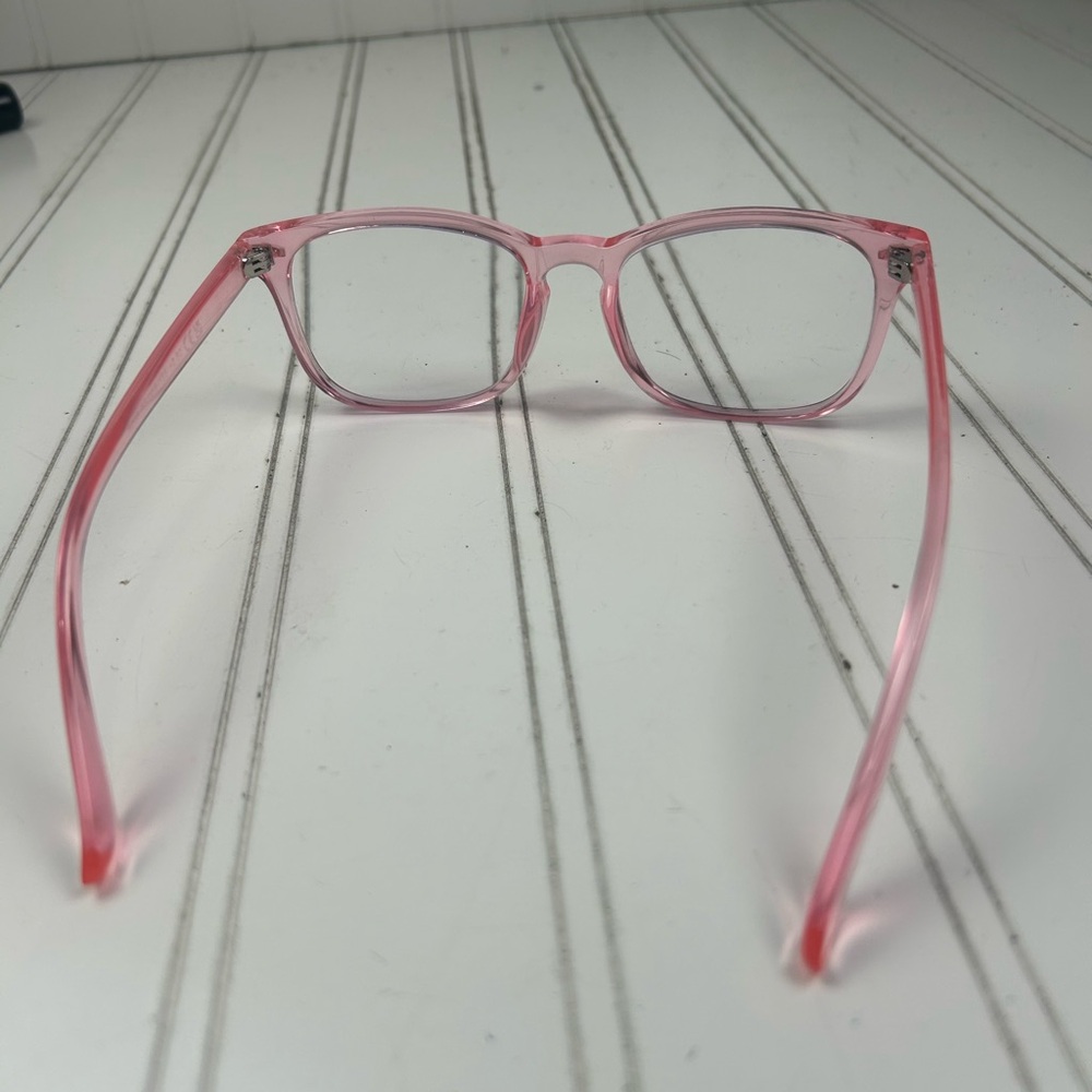 Women’s Pink Transparent Frame Rectangular Eyegla… - image 4